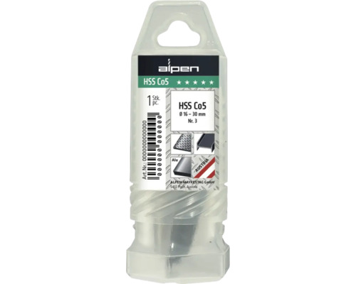 Alpen HSS Co5 borrset, diameter 16 till 30 millimeter