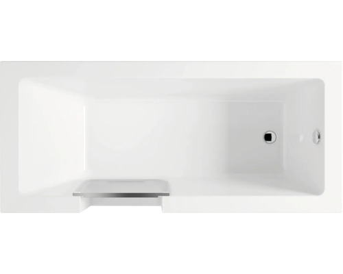 Rektangulärt badkar uppifrån med avlopp och bräddavlopp