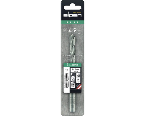 Alpen HSS Super metallborr, diameter 8 millimeter
