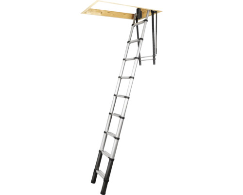 Utskjuten utdragbar vindstrappa med träram