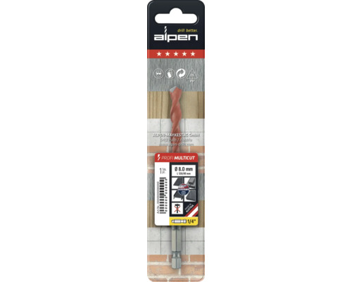 Alpen Profi Multicut borr, diameter 8 millimeter