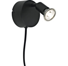 Svart vägglampa med kabel