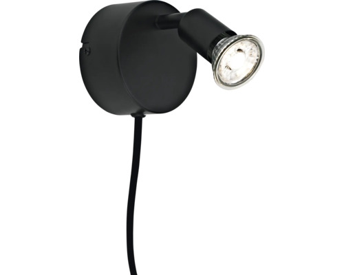 Svart vägglampa med kabel