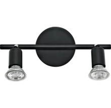 Svart vägglampa med två spotlights