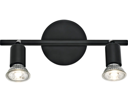 Svart taklampa med två spotlights