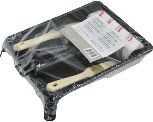 Färgborsteset med färgtråg och färgrullar, förpackat