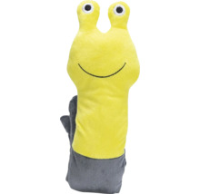 Gul och grå tvätthandske för barn i snigelform