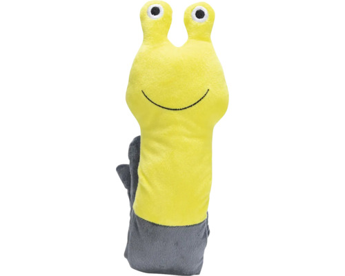 Gul och grå tvätthandske för barn i snigelform