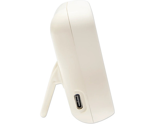 Vit enhet med USB-C-port och stativ