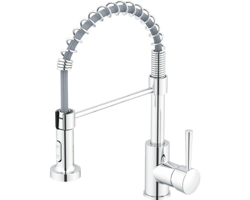 Köksblandare med dusch SERIES Tiber lågtryck krom blank anti-fingeravtryck Köksblandare med flexibel pip och ettgreppsblandare