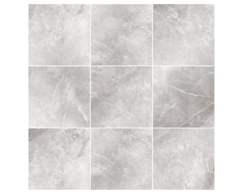Nio grå plattor med marmorlook.