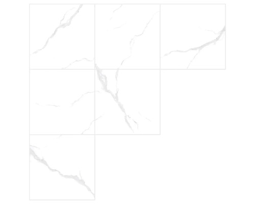 Arrangemang av vita plattor med marmorlook