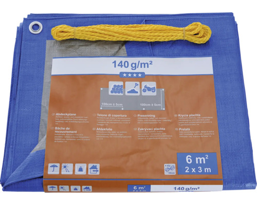 Blå presenning, 2 gånger 3 meter, 140 gram per kvadratmeter
