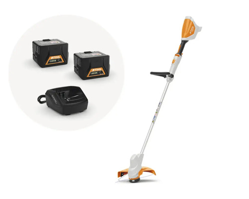 Batteritrimmer med två batterier och laddare