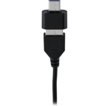 Svart USB-kabel med USB typ A- och USB typ C-kontakter