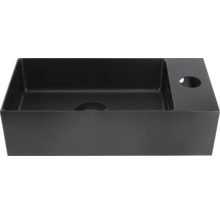 Svart tvättställsskål med kranhål