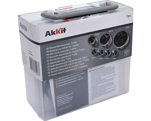 Akkit Diamantborrsats, 7 delar i transparent förpackning