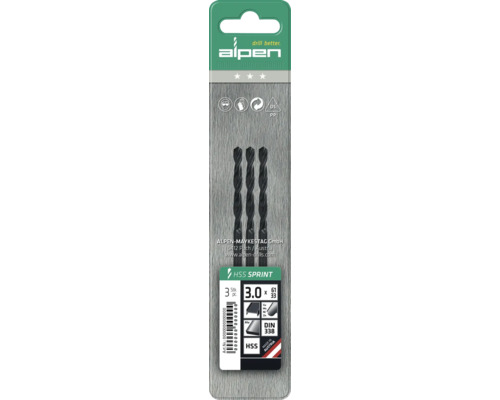 Alpen HSS Sprint borrset, 3 stycken, diameter 3,0 mm