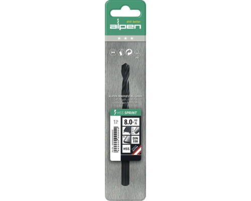 Alpen HSS Sprint metallborr, diameter 8 millimeter