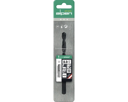 Alpen HSS Sprint metallborr, 8 millimeter diameter