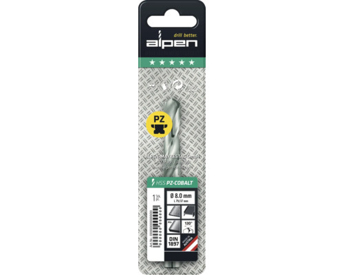 Alpen HSS PZ-Cobalt borr, diameter 8.0 mm