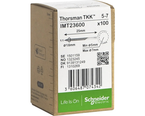 Metallklammer SCHNEIDER ELECTRIC TKK 5-7 1.6X25MM Thorsman TKK IMT23600 stålnaglar, 5 till 7 millimeter, 100 stycken