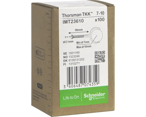 Metallklammer SCHNEIDER ELECTRIC TKK 7-10 2.1X18MM Thorsman TKK 7-10 fästklämmor, 100-pack