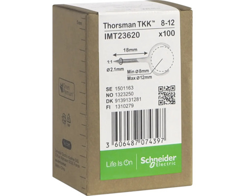 Metallklammer SCHNEIDER ELECTRIC TKK 8-12 2.1X18MM Thorsman TKK 8-12 fästankare, 100-pack i kartongförpackning.
