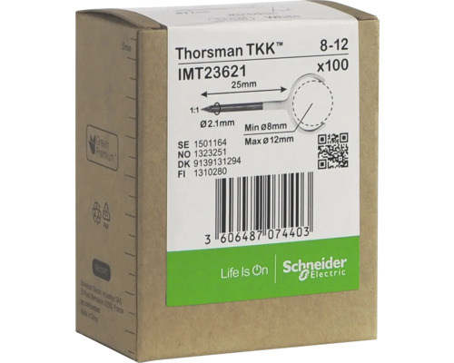 Metallklammer SCHNEIDER ELECTRIC TKK 8-12 2.1X25MM Thorsman TKK IMT23621 fästklämmor 8-12 x100 i kartongförpackning