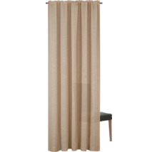 Beige gardin av tyg med rynkbandsupphängning