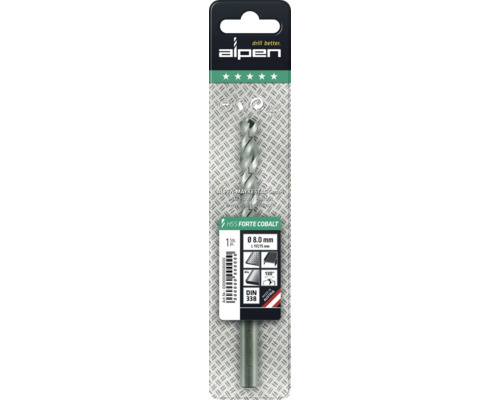 Alpen HSS Forte Cobalt borr, 8 millimeter diameter