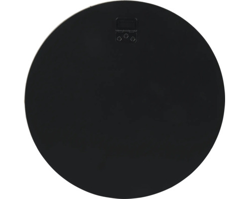 Baksida av en rund dekorativ spegel med upphängningsanordning