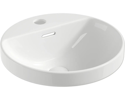 Tvättställ för bänkskiva i keramik med rund design