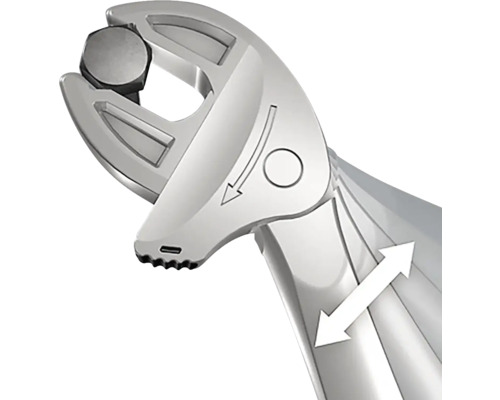 Justerbar skiftnyckel med pilar som indikerar funktion