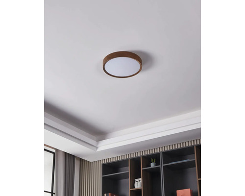 Rund taklampa med träram