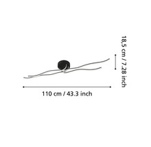 Mått på LED taklampa, 110 cm bred och 18,5 cm hög