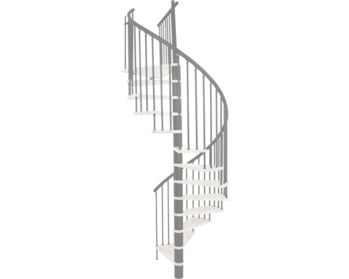 Spiraltrappa med räcke och steg