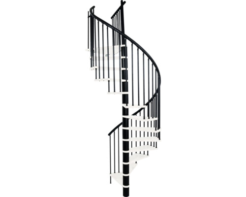 Metallisk spiraltrappa med räcke