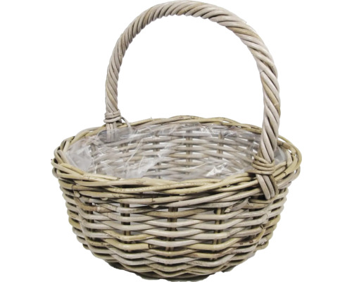 Planteringskorg Leah med handtag naturfiber Ø35x15cm natur