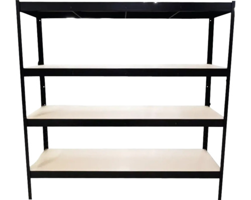 Hylla med fyra nivåer och metallram