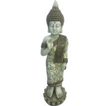 Buddha staty i stengods med mosaikmönster