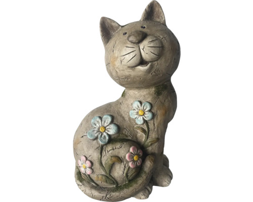 Trädgårdsdekoration LAFIORA katt med blomma 20x17x34cm