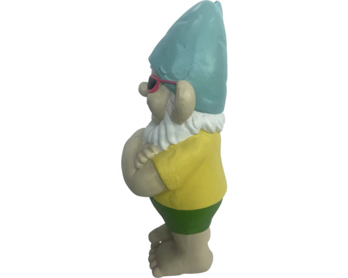 Trädgårdstomte med hatt och solglasögon