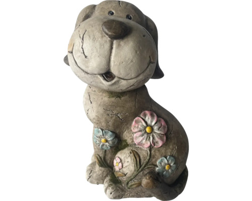 Trädgårdsdekoration LAFIORA hund med blomma 24x18,5x32cm