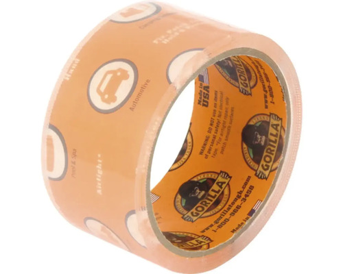 En rulle transparent Gorilla -tejp med användningsområden.