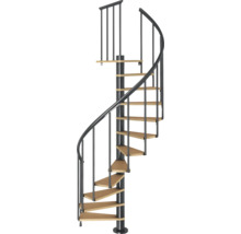 Spiraltrappa av metall och trä