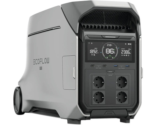 Bärbar EcoFlow kraftstation med display och uttag