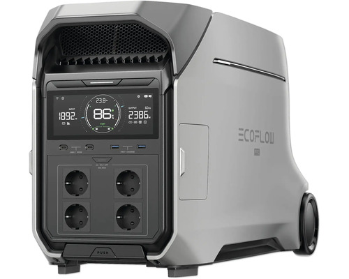 EcoFlow Powerstation med display, USB-portar och uttag