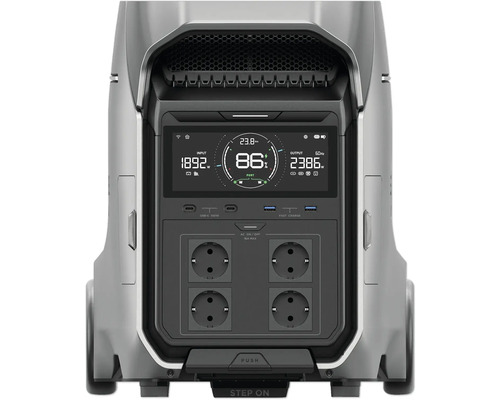 Bärbar kraftstation med display för energiinformation