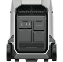 Bakifrån av en mobil kraftstation med olika portar och EcoFlow-logotypen